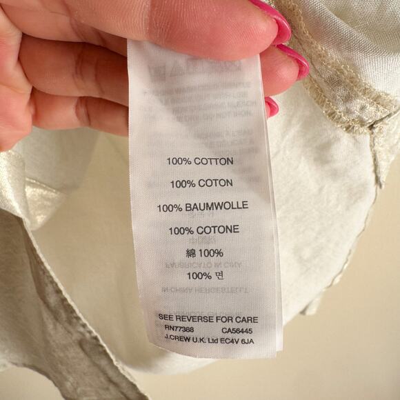 J. Crew Gold Button Up Pocket Front Camp Shirt Blouse - Size 4 - Picture 5 of 10